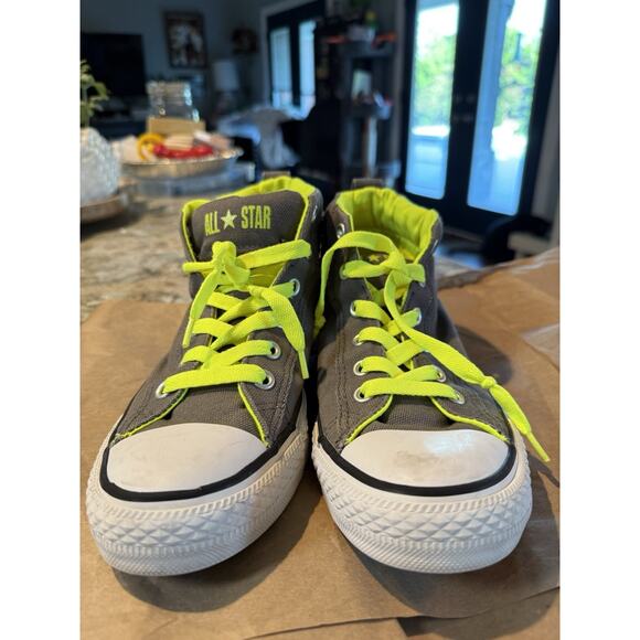 Mens‎ Converse All Stars sz 7 grey neon green 3/4 Top  Chucks sneakers skater - Picture 10 of 13
